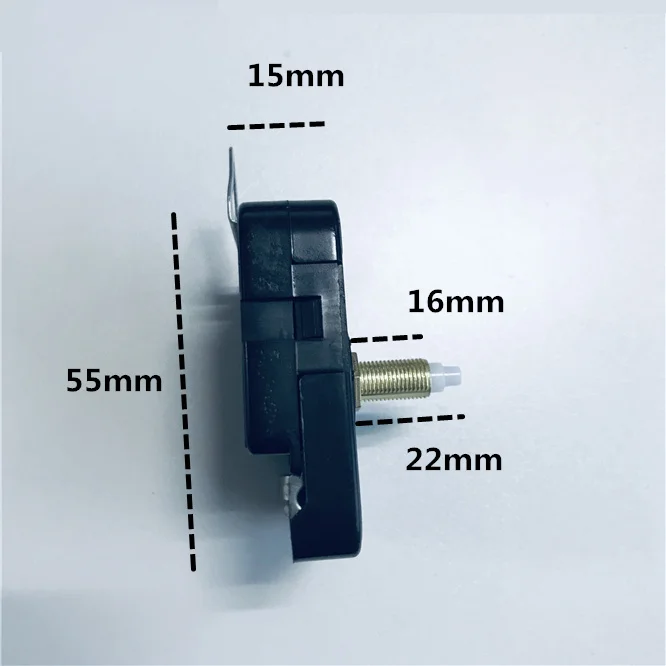 Grande movimento do relógio de parede com longo mecanismo de mãos pretas 22mm linha axis comprimento casa quartzo movimento passo relógio com gancho