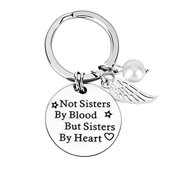 

Fashion Best Friends Keychain Keyring "not Sisters By Blood But Sisters By heart" Friendship Jewelry Gift For Women Female Girls