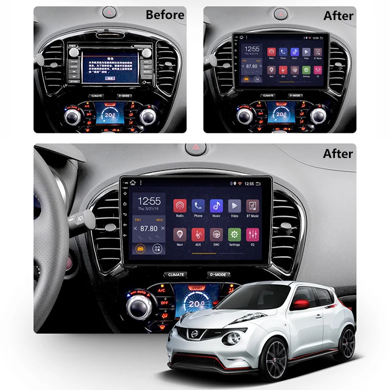 2G ram 32G rom 9 дюймов Android 8,1 мультимедийный dvd-плеер для NISSAN JUKE 2004- Автомобильный gps навигатор