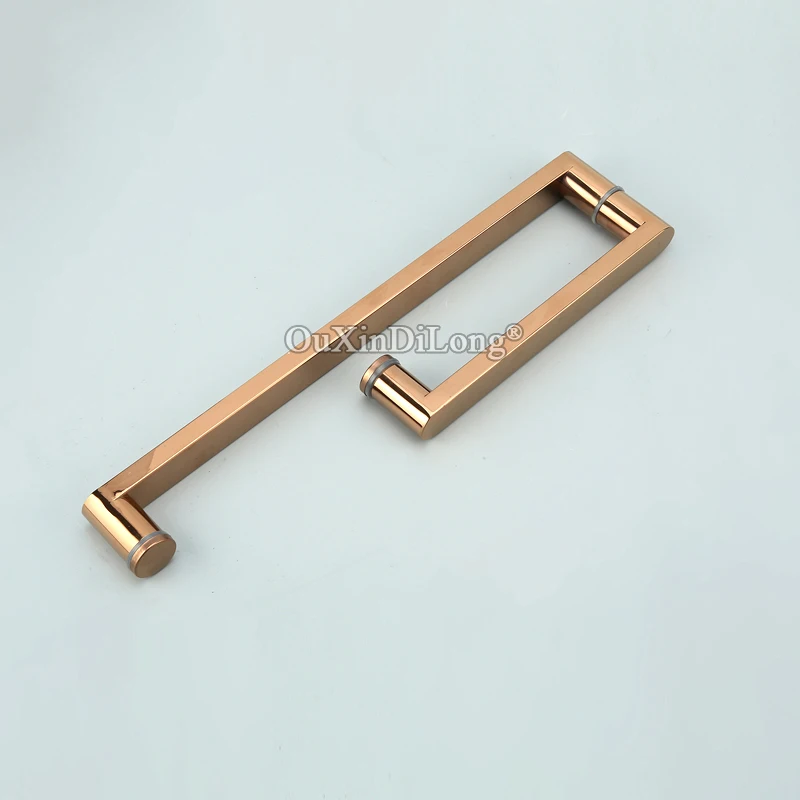 

Free Shipping 2PCS 304 Stainless Steel Frameless Shower Door Handles L Shape Glass Pull / Push Handles TOWEL BAR,Rose Gold