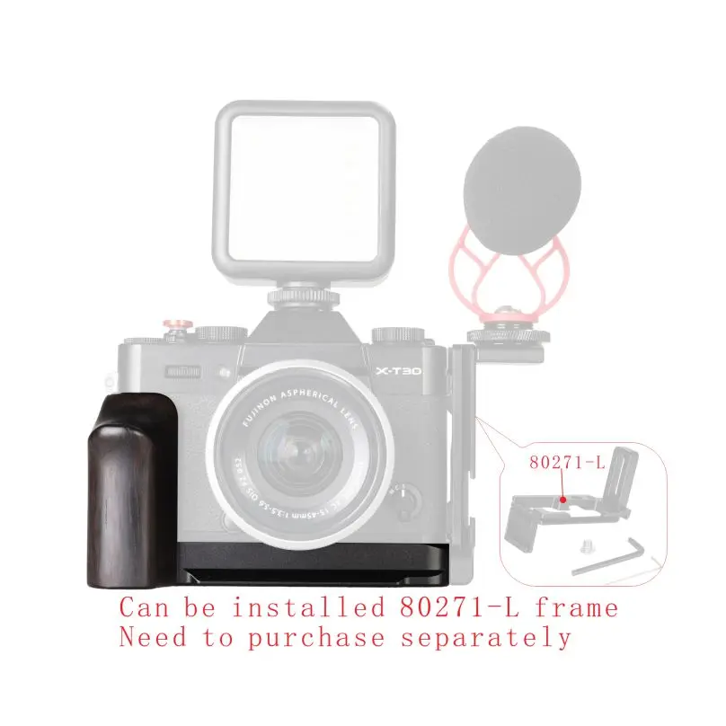 Wepoto Fujifilm X-T10 X-T20 X-T30 Impugnatura In Metallo Legno Di Ebano Wr-Xt30