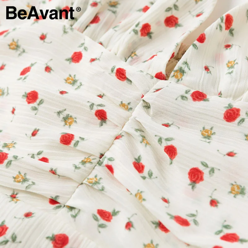 BeAvant, Цветочные Летние Короткие топы, майки для женщин,, на тонких бретелях, Boho, Короткие топы, модные женские топы с высокой талией и пуговицами, топы с v-образным вырезом