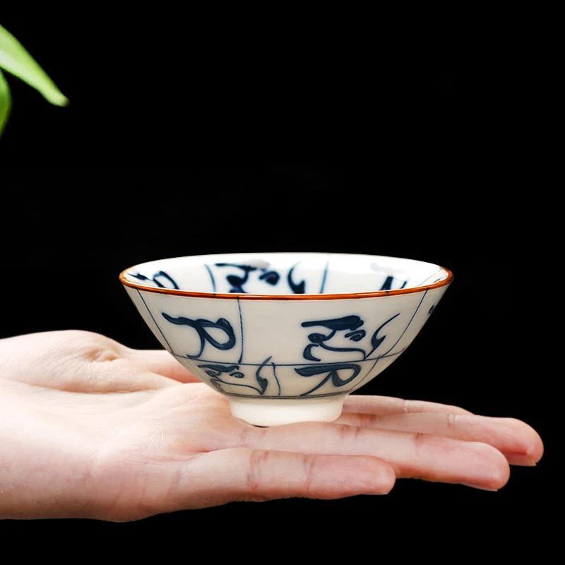 Керамическая чаша, мини чашка, ручная работа, узоры, синий и белый фарфор, китайский чайный сервиз Кунг-фу, антикварная технология, креативная чайная чашка