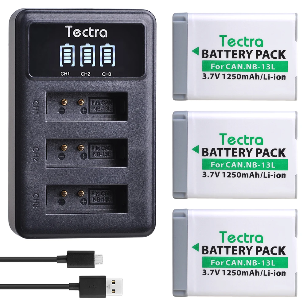 

3pcs NB-13L NB13L 1250mAh Camera Battery + LED 3-Ports USB Charger for Canon G5X G7X G9X G7 X Mark II SX720 HS Camera