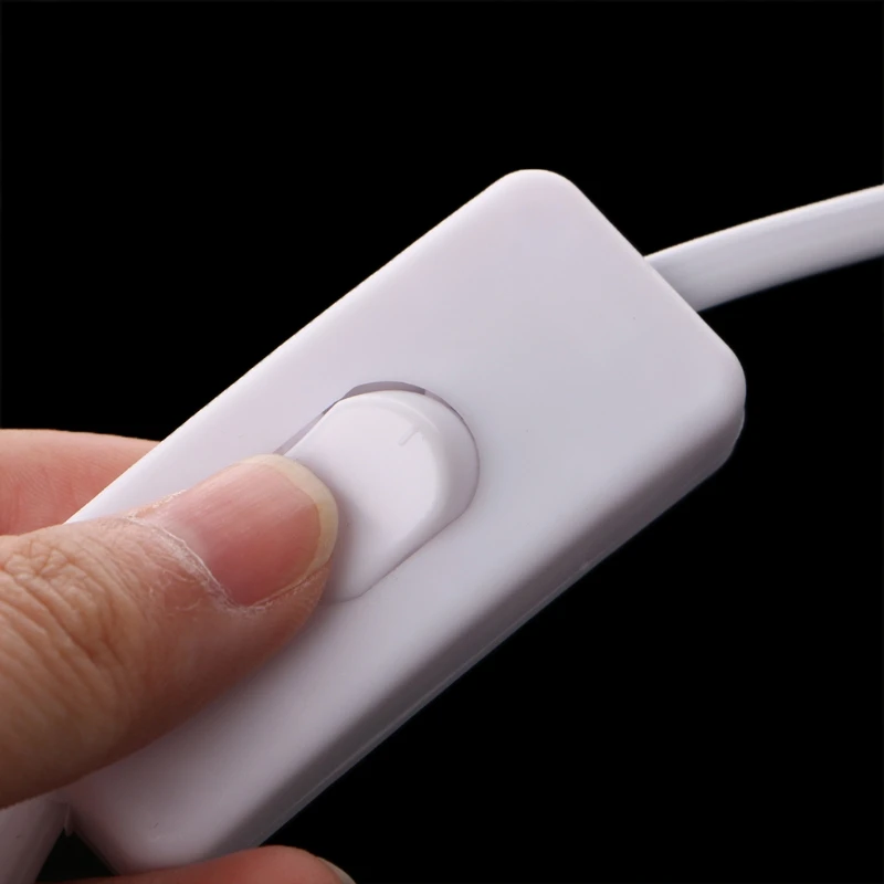 

1.8m EU Plug Cable White Line with On/Off Switch Button Power Cord For LED Lamp