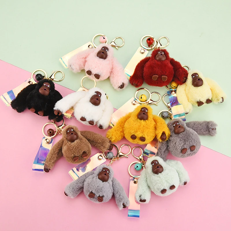 猿の人形毛皮ポンポンキーホルダーふわふわキーチェーン猿ゴリラぬいぐるみ人形のおもちゃ猿バッグペンダントバレンタインの日ギフト Stuffed Plush Animals Aliexpress
