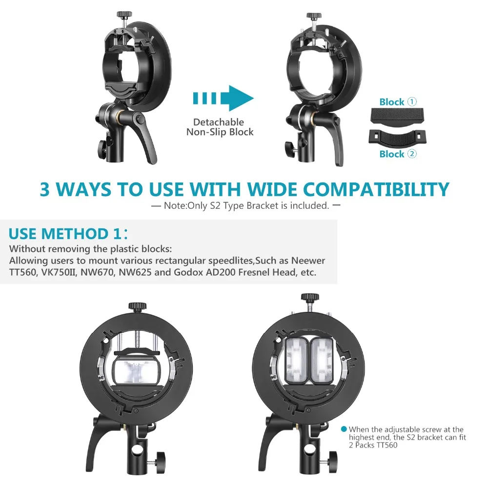Neewer S2 Speedlite S Type Bracket Bowens Mount Flash Holder Compatible With Neewer 750ii Nw670 Godox V1 Ad0pro Ad400pro Ad0 Photo Studio Accessories Aliexpress