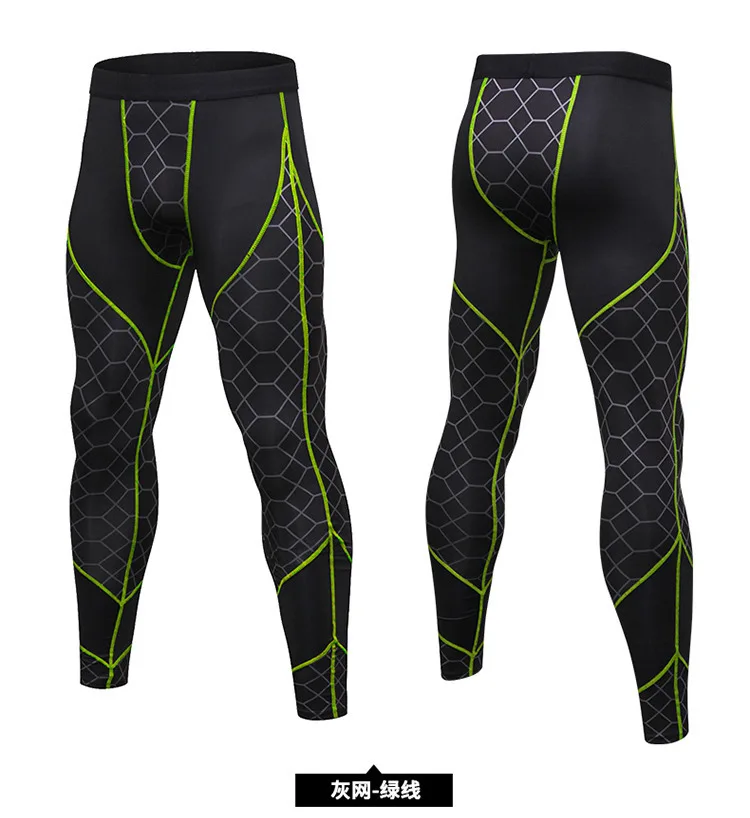 2018 осенние и зимние новые стильные мужские брюки для фитнеса, спортивные Леггинсы с принтом, обтягивающие быстросохнущие штаны для бега