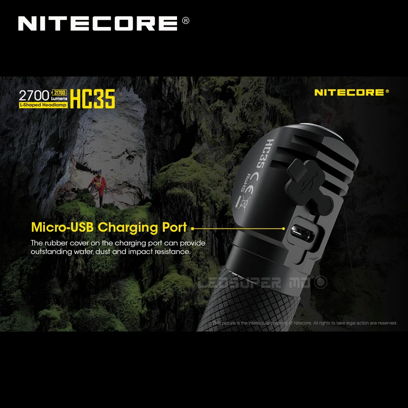 2700 люмен налобный фонарь Nitecore HC35 4 x CREE XP G3 S3 светодиоды следующего поколения 21700 L