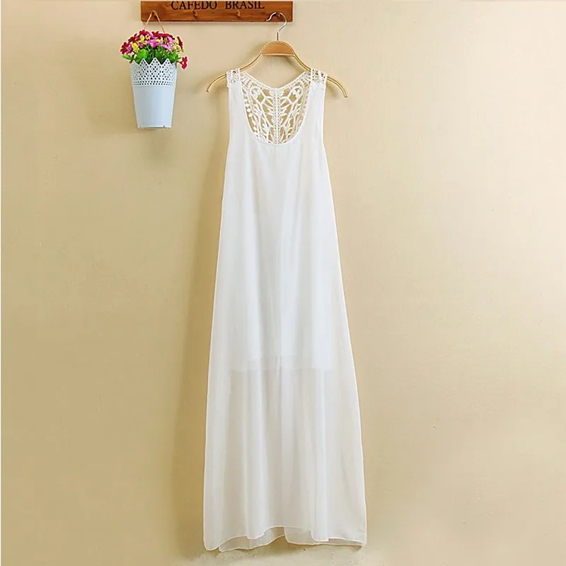Nice Summer Style Elegant Women Long Beach Dresses O Neck Casual White Solid Lace Maxi Dress Vestidos Female Empire Dresses 51 Dresses Aliexpress