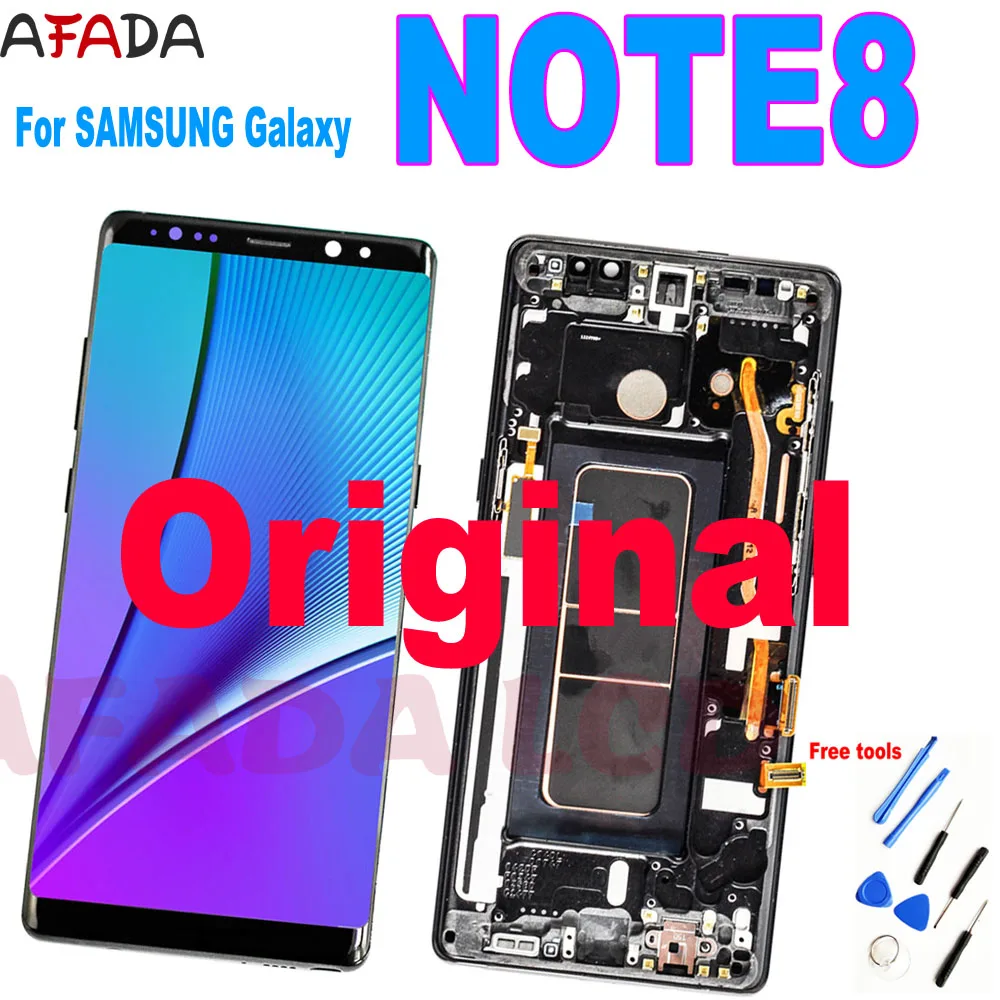

New 6.3" Original SUPER AMOLED Display For SAMSUNG Galaxy NOTE8 N950 N950F LCD Display Touch Screen Replacement Parts+Frame