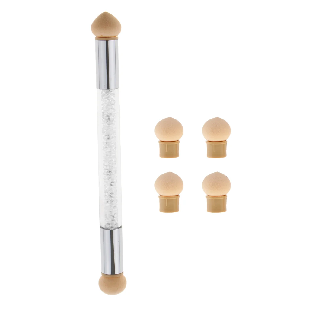 Set Glitter Powder Painting Dotting Gradient Pen Brush + 6 Sponge Heads Set