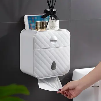 

Waterproof Wall Mount Toilet Paper Holder Shelf Toilet Paper Tray Roll Paper Tube Storage Box Creative Tray Tissue Box Home Rack