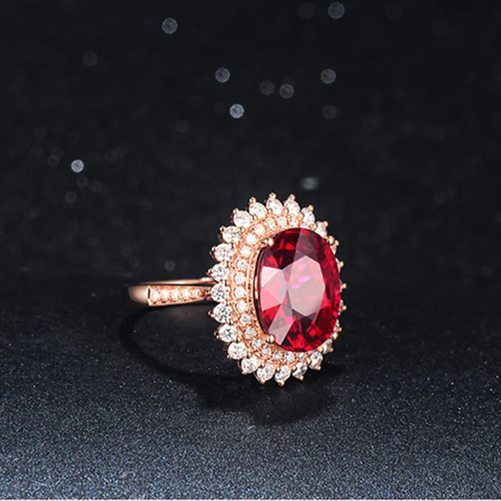 Большой рубиновый драгоценный камень кулон ожерелье и кольцо наборы для женщин роскошный красный кристалл 14 к розовое золото циркон бриллианты вечерние ювелирные изделия подарок