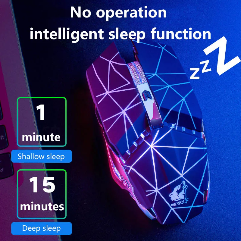 Free Wolf X11 Wireless USB Mouse For PC Rechargeable Luminous ...