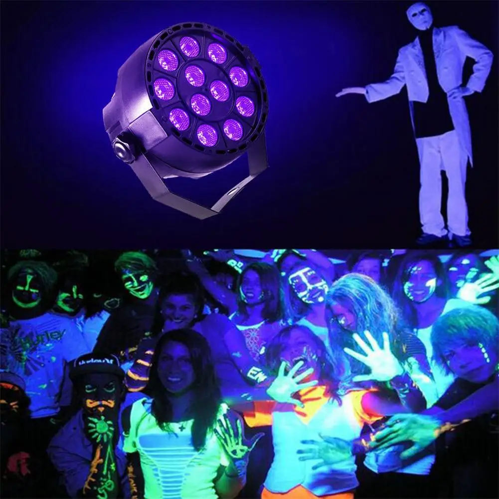 Ультрафиолетовый светодиодный сценический светильник с эффектом УФ-плоских пар светильник 12 Светодиодный диско-DJ лампа для KTV бар вечерние лампы черный светильник Точечный светильник