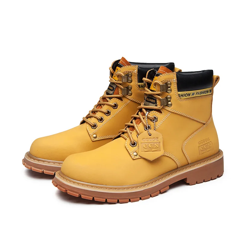 

2018 New Style Genuine Leather Martin Boots Men's England round-Toe Hight-top Work Shoes Men's Boots Combat Boots Desert Short B
