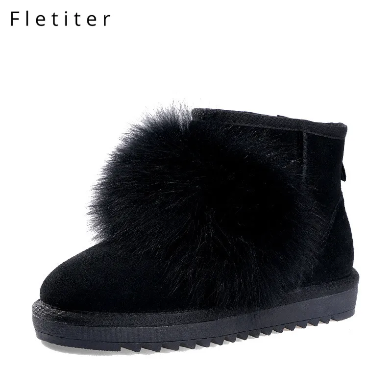 Fletiter/ботильоны из натуральной кожи; женские зимние теплые ботинки с искусственным мехом; Брендовая женская обувь; женские ботинки без застежки; повседневная обувь