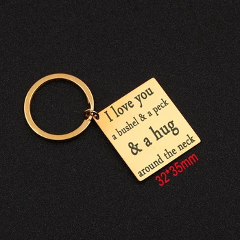 

I Love You A Bushel & A Peck & A Hug Around The Neck Square Keychain Love Jewelry For Lover Gift Hand Stamped Keychain