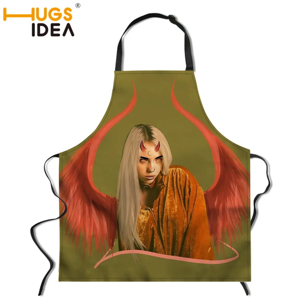YY2574R HUGSIDEA Billie Eilish, Женский фартук для приготовления пищи, креативный домашний кухонный фартук для шеф-повара, антимасляные фартуки для дам, девочек, фартук для чистки - Цвет: YY2574R
