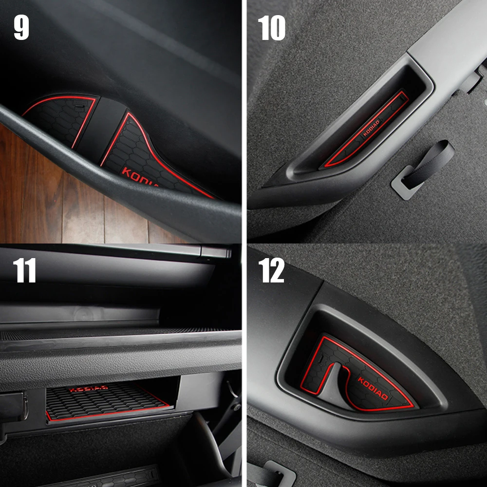 For 2017 2018 2019 Skoda Kodiaq Car Groove Gate Slot Armrest Storage Rubber Non-slip Cup Mat Car Styling Interior Accessories For 2017 2018 2019 Skoda Kodiaq Car Groove Gate Slot Armrest Storage Rubber Non-slip Cup Mat Car Styling Interior Accessories