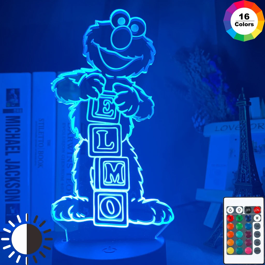 

Sesame Street Muppet Elmo Figure Kids Night Light Led Touch Sensor 16 Colors with Remote Lighting for Home Decor Table Lamp Gift