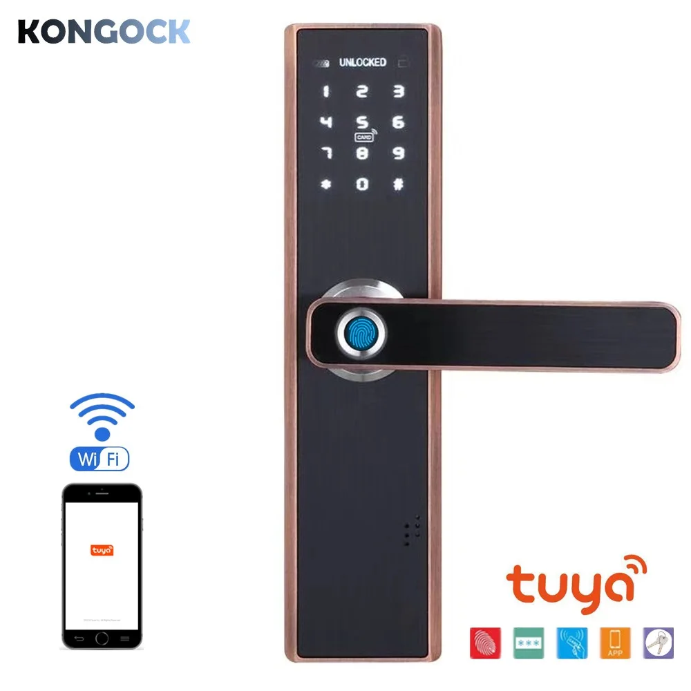 

WIFI APP smart keyless Fingerprint door lock, electronic password card & key access for home and hotel and apartment etc