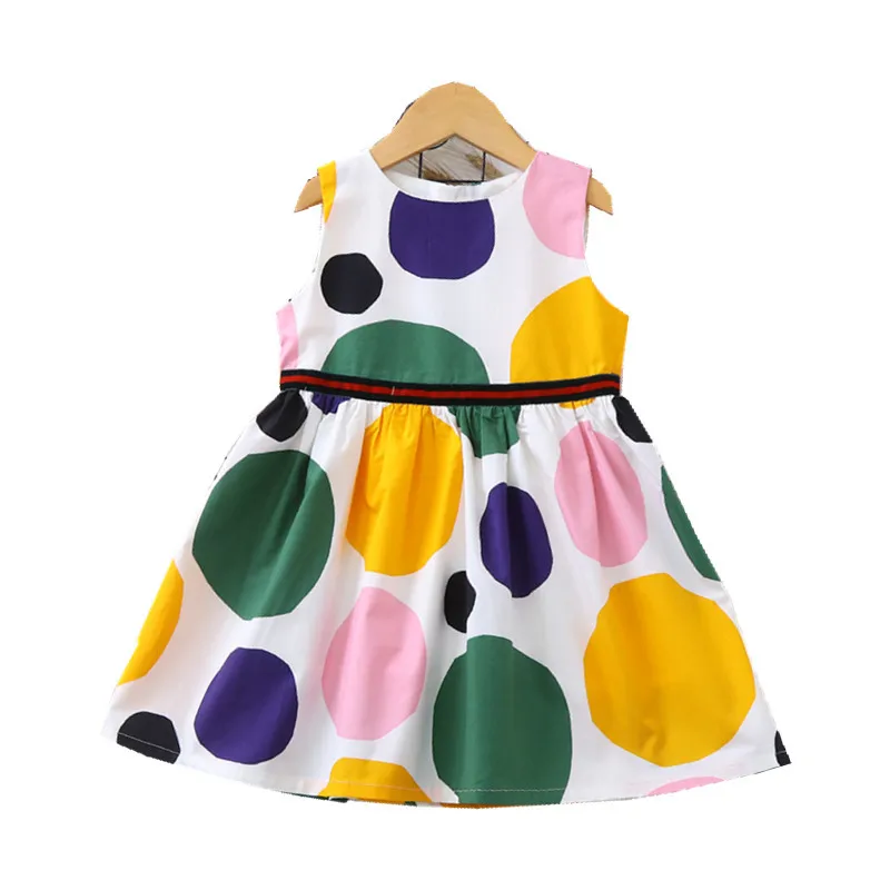 Яркое платье в горошек для девочек; лето г.; детское платье