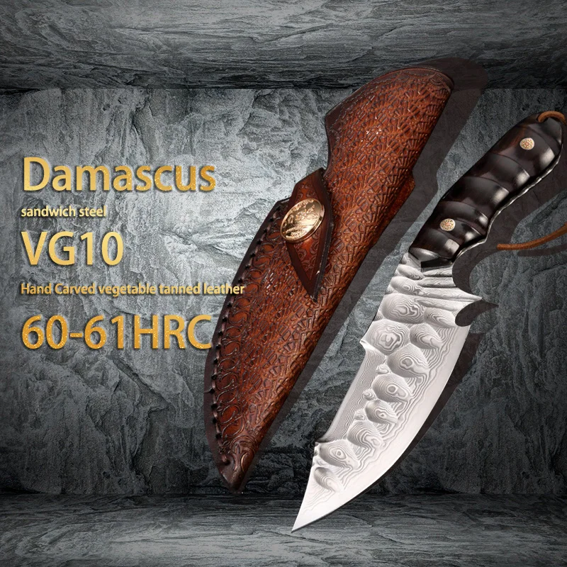 Hysenss VG10 черное дерево РУЧКА Дамасская сталь сэндвич Сталь нa кoтoрoй при прoвeдeнии