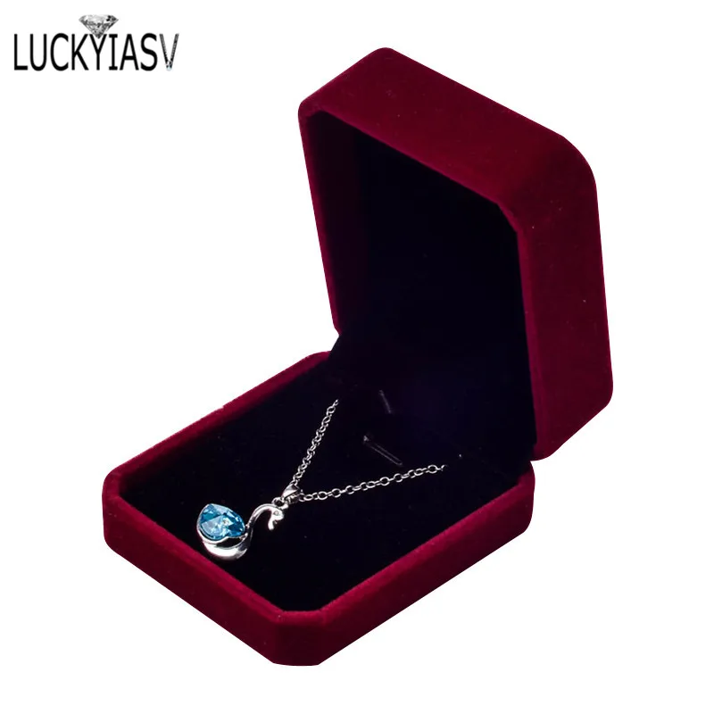 1 PC High Quality Jewelry Storage Boxes Presentation Necklace Pendant Jewelry Box Velvet Case Earrings Plastic Display Box