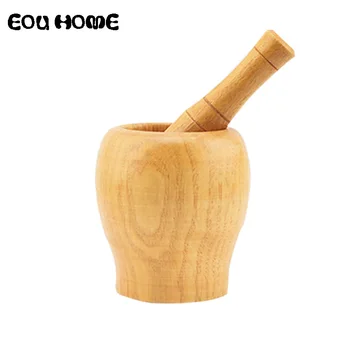 

Multifunction Kitchen Fruit & Vegetable Tools Wooden Garlic Mortar Pestle Set Wood Herb Pugging Crusher Press Grinder Bowl Pot