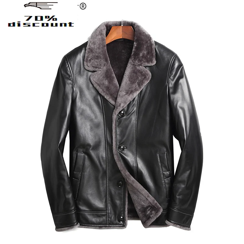 

Genuine Sheepskin Leather Jacket Men Real Wool Fur Liner Coat Autumn Winter Plus Size Coats Chaqueta Cuero Hombre ZL862