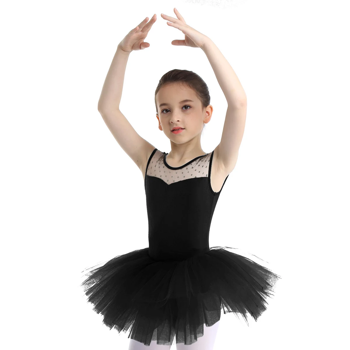 

Kids Girls Ballet Tutu Dress Dancewear Sleeveless Mesh Splice Ballet Dance Gymnastics Leotard Dress Dancing Performance Costume