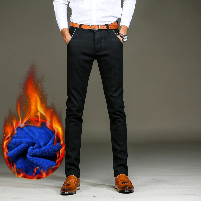 Бизнес Pantalon Homme Pop Tide полная длина мужские брюки зимние толстые мужские брюки плюс бархат Азиатский размер 51