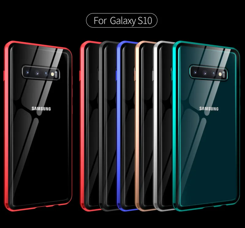 Магнитный чехол для samsung Galaxy S10 S9 S8 Plus, магнитный металлический двухсторонний чехол из закаленного стекла для samsung S10 Plus