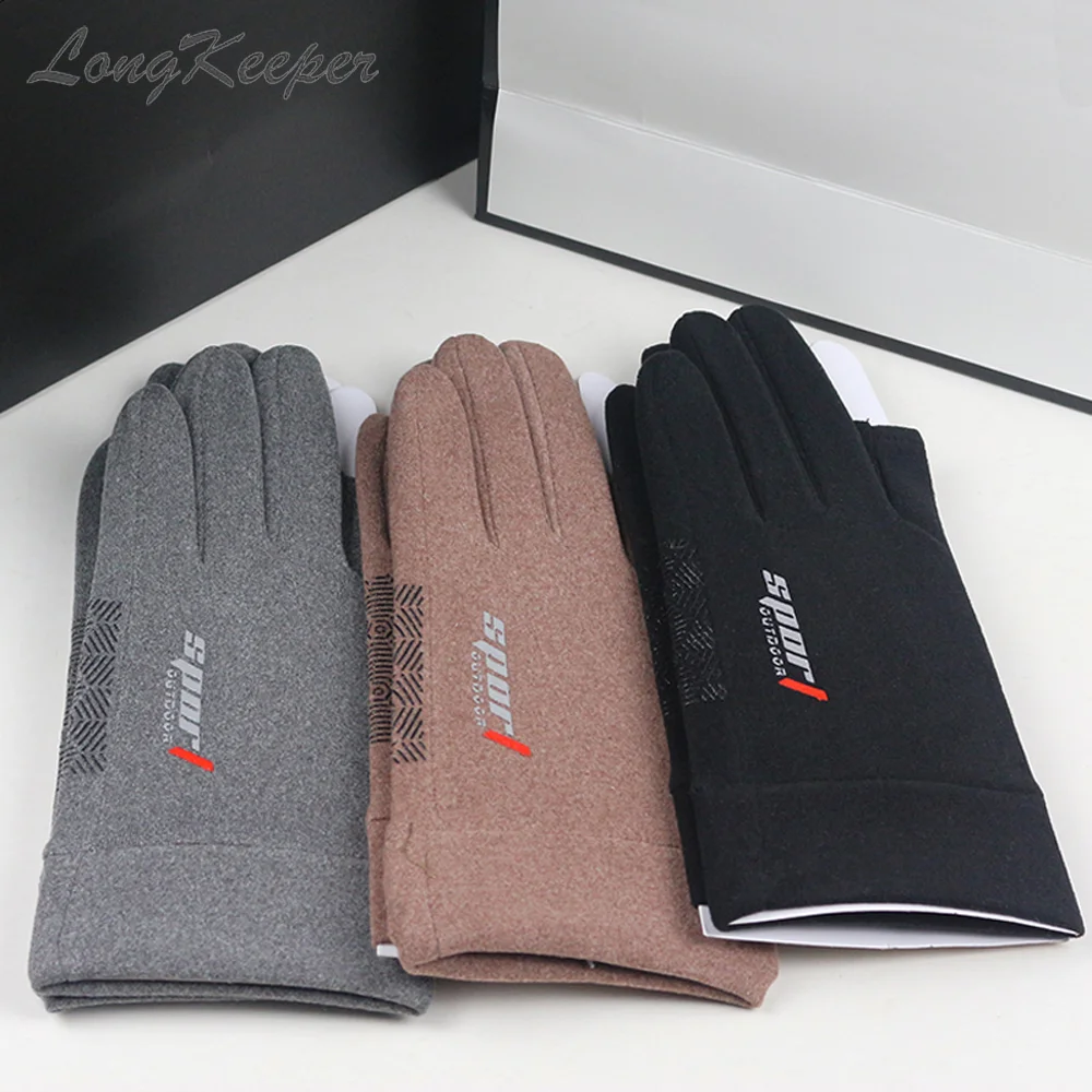 

LongKeeper Men Full Finger Touch Screen Gloves Male Two Fingers Cut Fitness Mittens Flexible Non Slip Sport Guantes Luvas