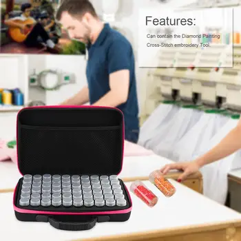

60 Bottles Portable Boxes Diamond Embroidery Plastic Handbag Storage Cross-Stitch Case Container Painting Accessories