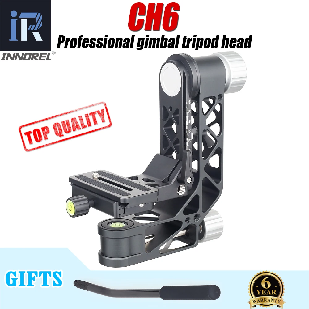 CH6 Professional Gimbal Camera Tripod Monopod Head 360 Panoramic for Heavy Lens Telescope Bird