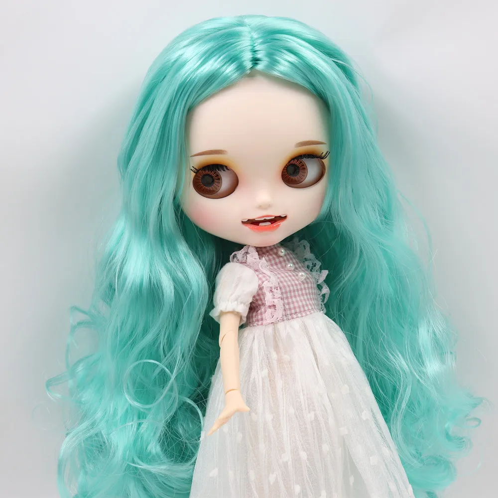 Ледяной обнаженный Blyth кукла No. BL136/4268 Голубой волос резные губы открытый рот матовая индивидуальные лица сустава тела 1/6 bjd