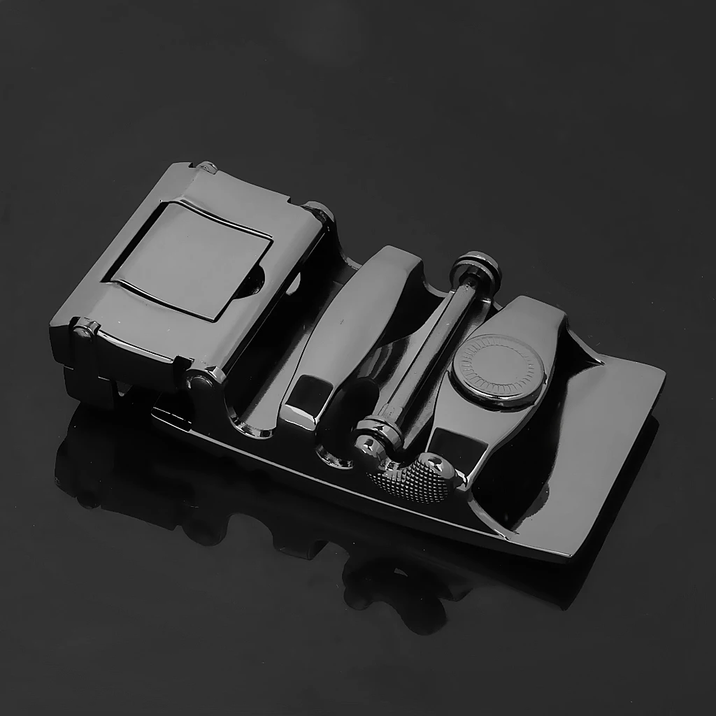 2x Mens Fashion and Durable Belt Buckle Automatic Slide Click Buckle Ratchet Belt Buckle, for Black Leather Belt