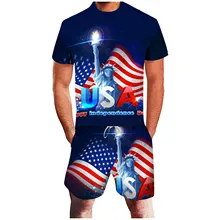 Aliexpress - Summer Sports Sets Men’s American Flag 3D Printing Short Sleeve T-shirt+Shorts Men’s Sets Independence Day Casual Set ensembles