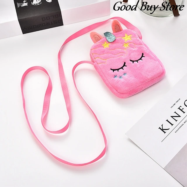 Winter Soft Fur Shoulder Purse Unicorn Plush Crossbody Bags Cute Animals Messenger Bag Key Earphone Organizer Pouch Girls Wallet 1