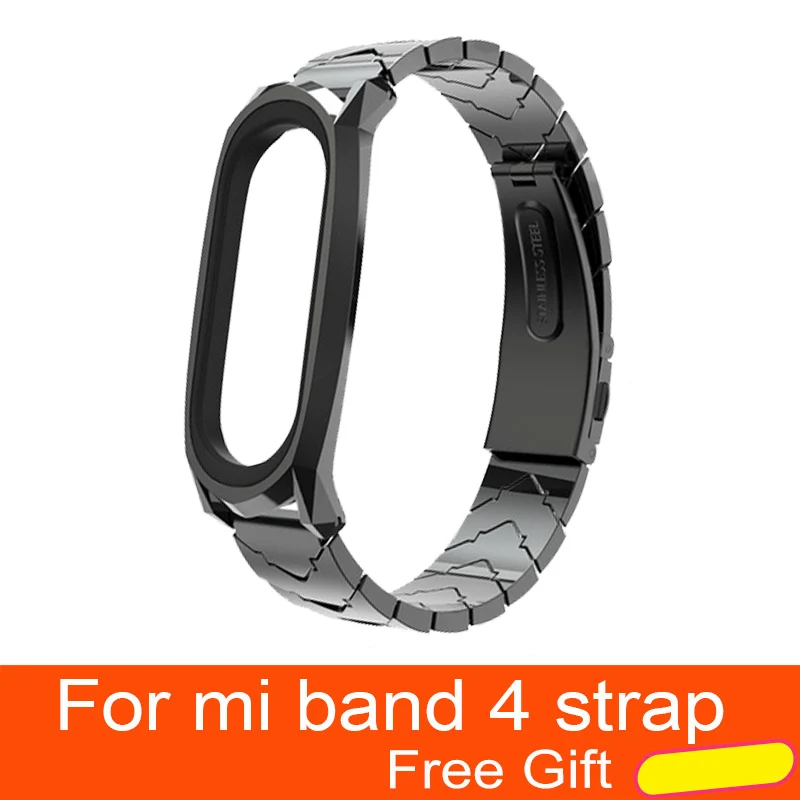 Для xiaomi mi band 4 металлический ремешок для mi Band 4 Безвинтовой браслет из нержавеющей стали браслеты Сменные аксессуары для mi Band 4 - Цвет: VA black