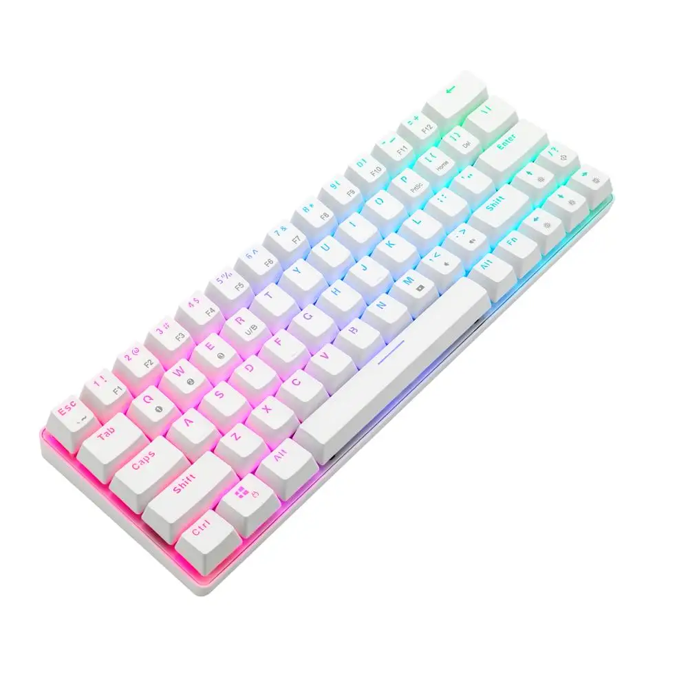 60% Mechanical Gaming Keyboard Wired Wireless Dual Mode 63 Keys RGB Backlit Mini Keyboard for Tablet PC Computer Smartphones