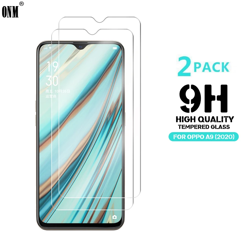2 Pcs Tempered Glass For Oppo A9 2020 Glass Screen Protector 2.5D 9H Premium Tempered Glass For Oppo A9 2020 Protective Film