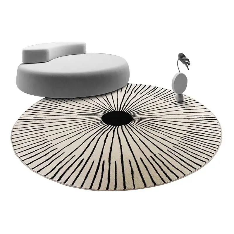 

Round Carpet in Nordic Bedroom Living Room Hanging Basket Geometry Line Round Floor Cushion ins