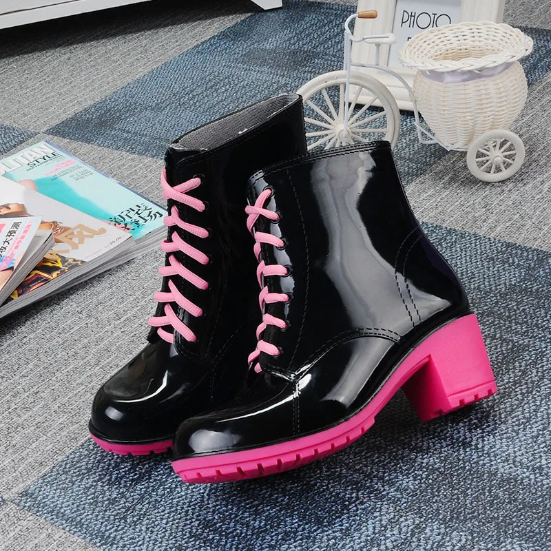 Explosion Models Non-slip Shoes Fashion Tube Rain Boots Women's Martin Boots Korean Low-heeled Shoes
