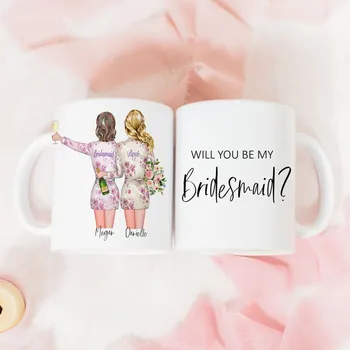 

customized any text language Team bride Bridesmaid hen party Anniversary gifts wedding favors personalized ceramic cup gift