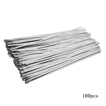 

New 100-pack Stainless Steel 12" Exhaust Wrap Coated Metal Locking Cable Zip Ties Stainless Steel