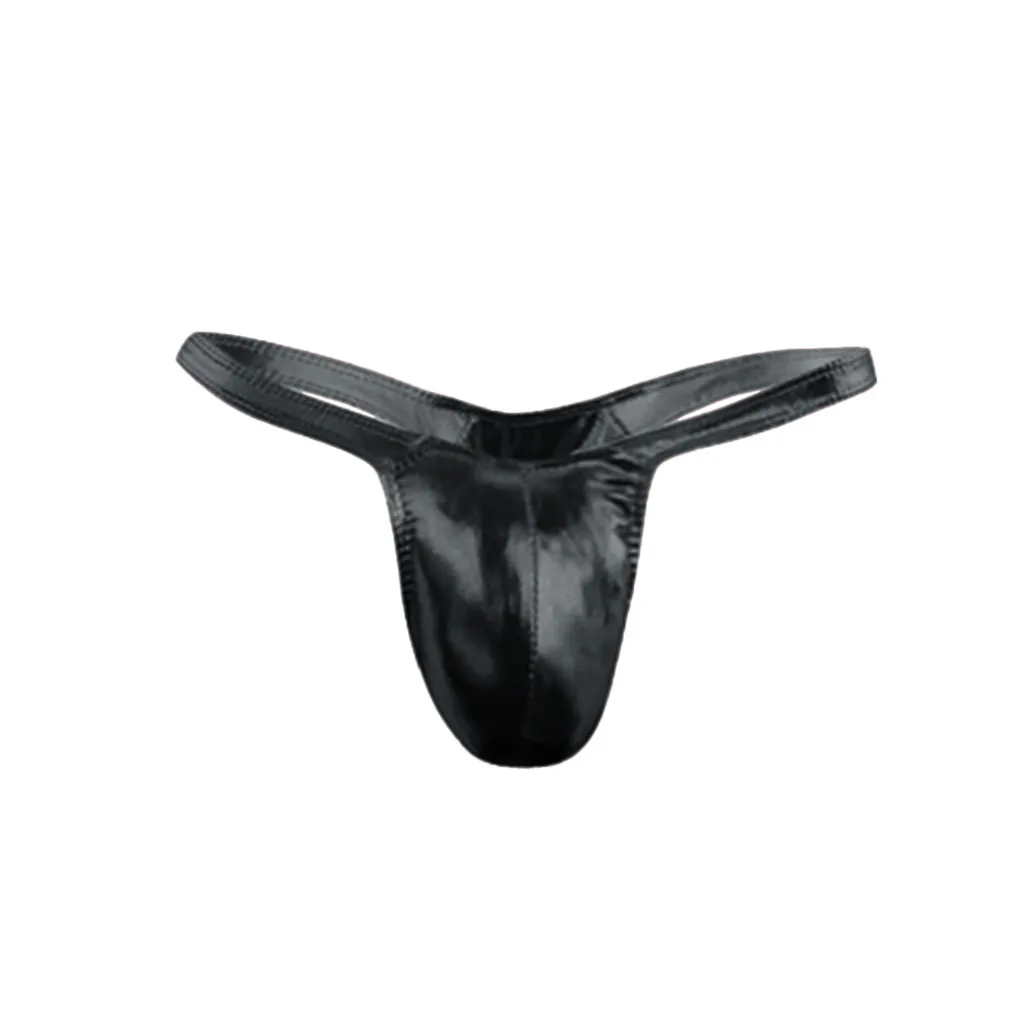 Solid G-Strings Thongs Men's Sexy Panties Faux Leather Thongs Briefs T-shaped Comfortable Underwear Underpants трусы мужские